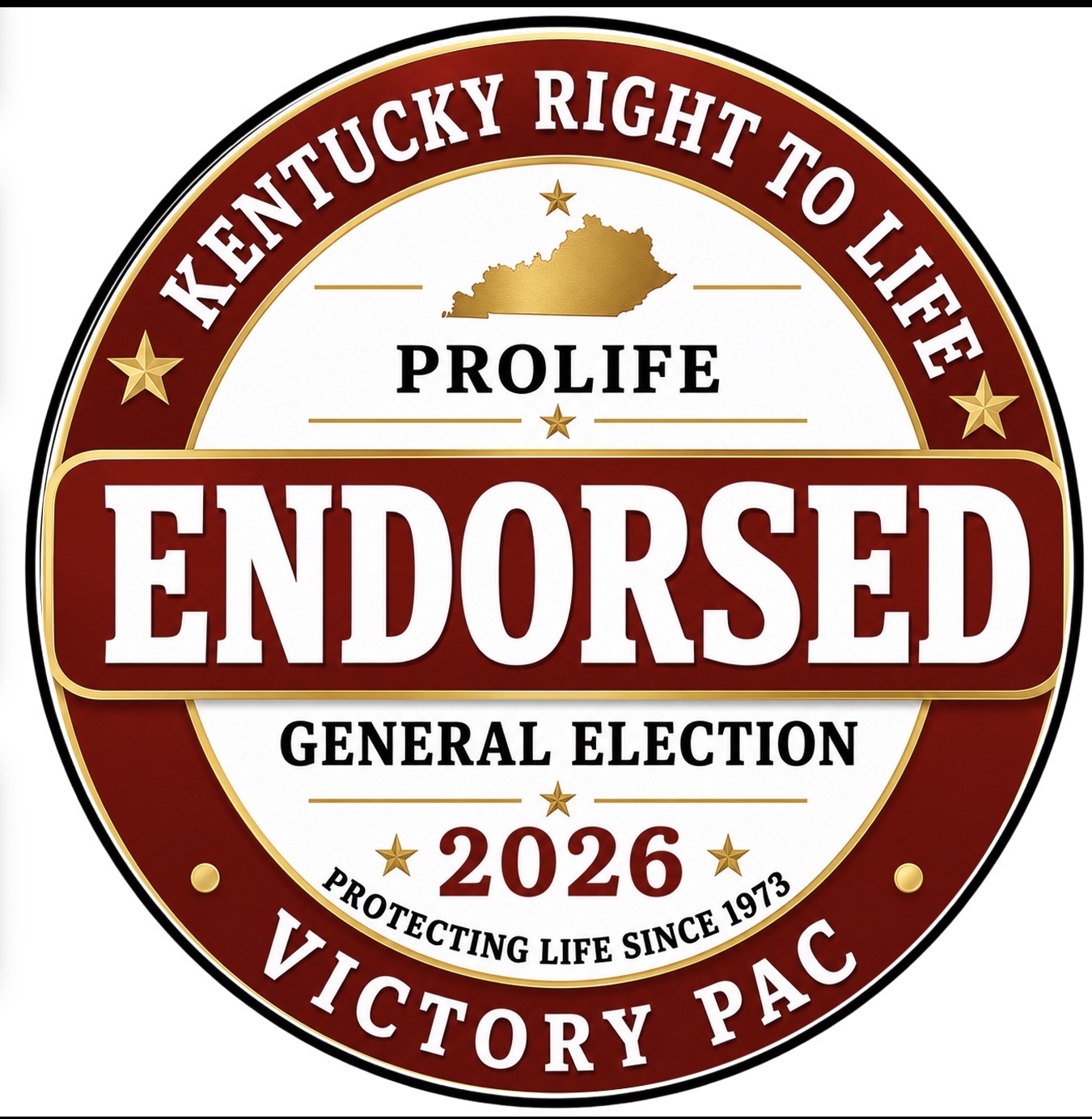 Kentucky Right to Life endorsement badge for Representative DJ Johnson, 2026 General Election